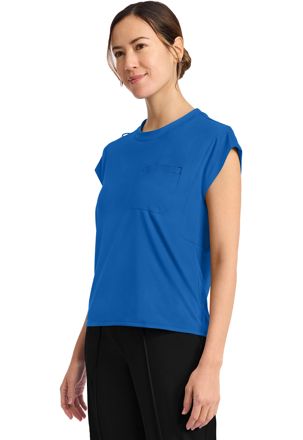 Tuck-In Chest Pocket Crew Neck Top - Royal