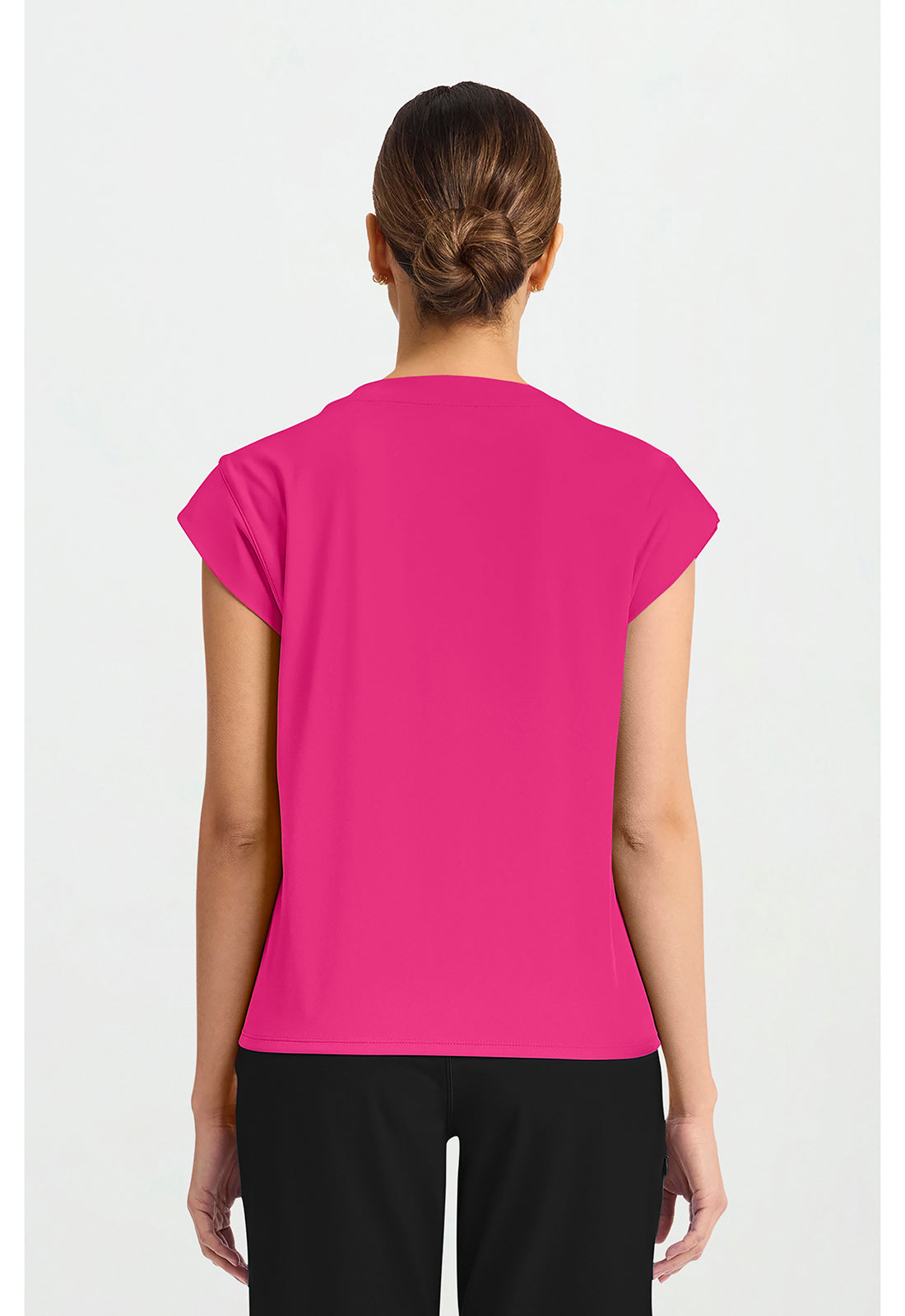 Tuck-In Chest Pocket Crew Neck Top - Tropical Hibiscus