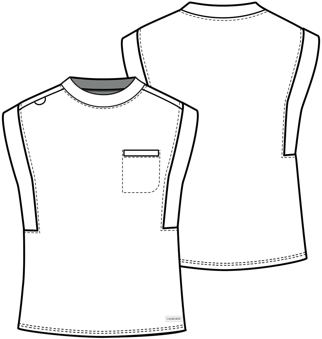 Tuck-In Chest Pocket Crew Neck Top - Navy