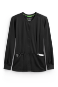 Women's Megan Round Neck Scrub Jacket - Black