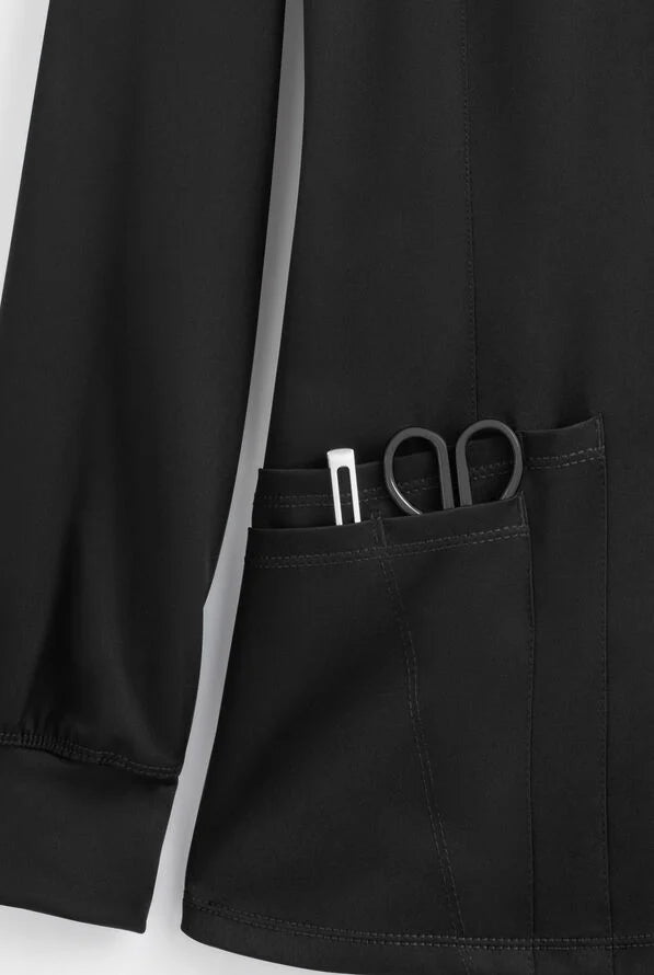 Women's Megan Round Neck Scrub Jacket - Black