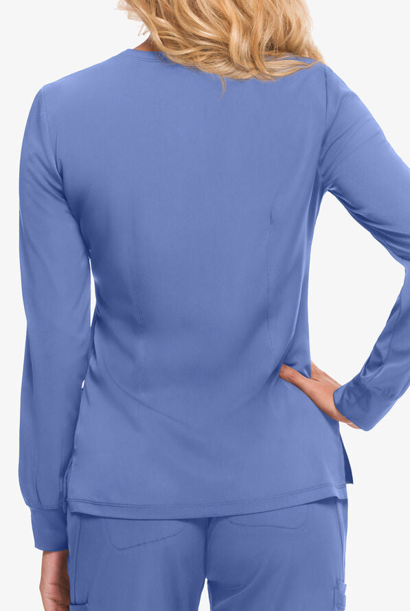 Women's Megan Round Neck Scrub Jacket - Ciel