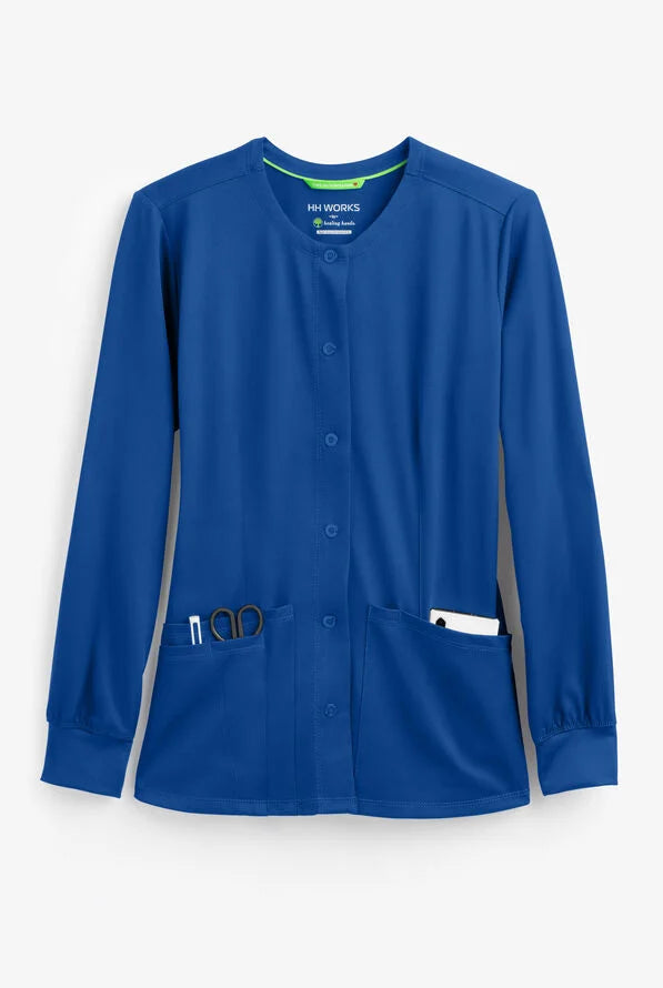 Women's Megan Round Neck Scrub Jacket - Royal