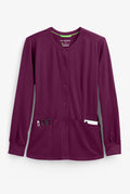 Women's Megan Round Neck Scrub Jacket - Wine