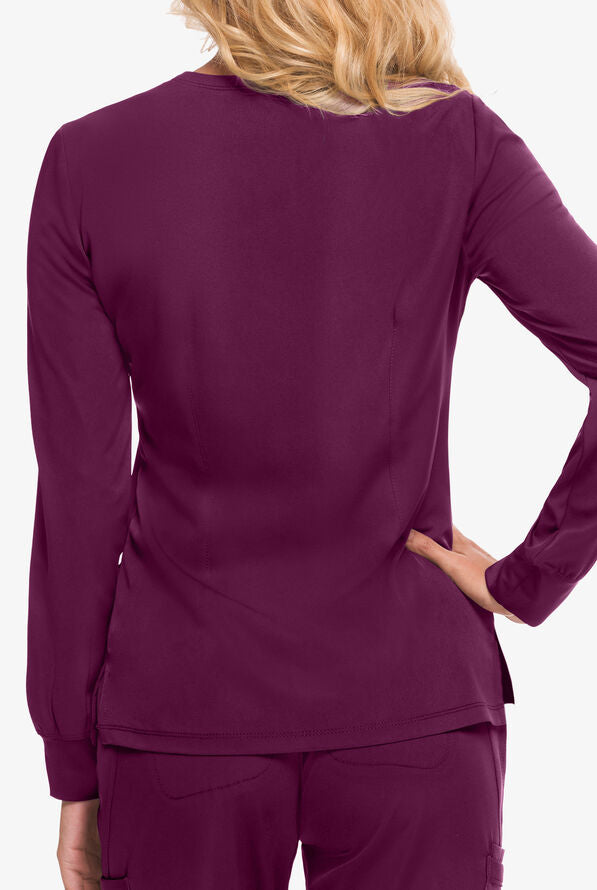 Women's Megan Round Neck Scrub Jacket - Wine