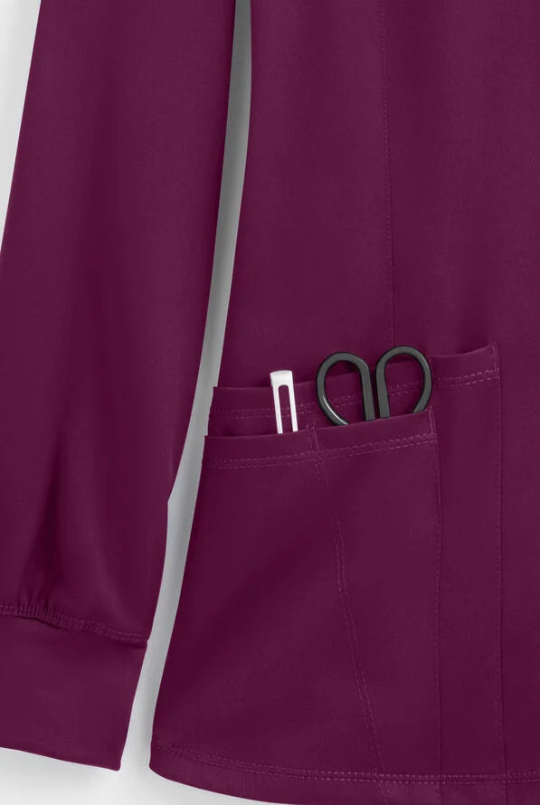 Women's Megan Round Neck Scrub Jacket - Wine