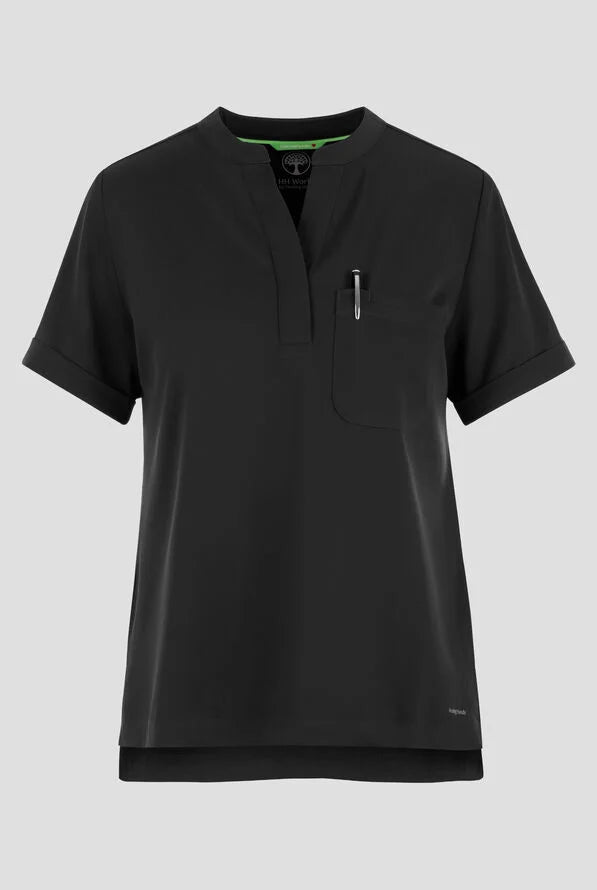 Women's Macy Mandarin Collar Top - Black