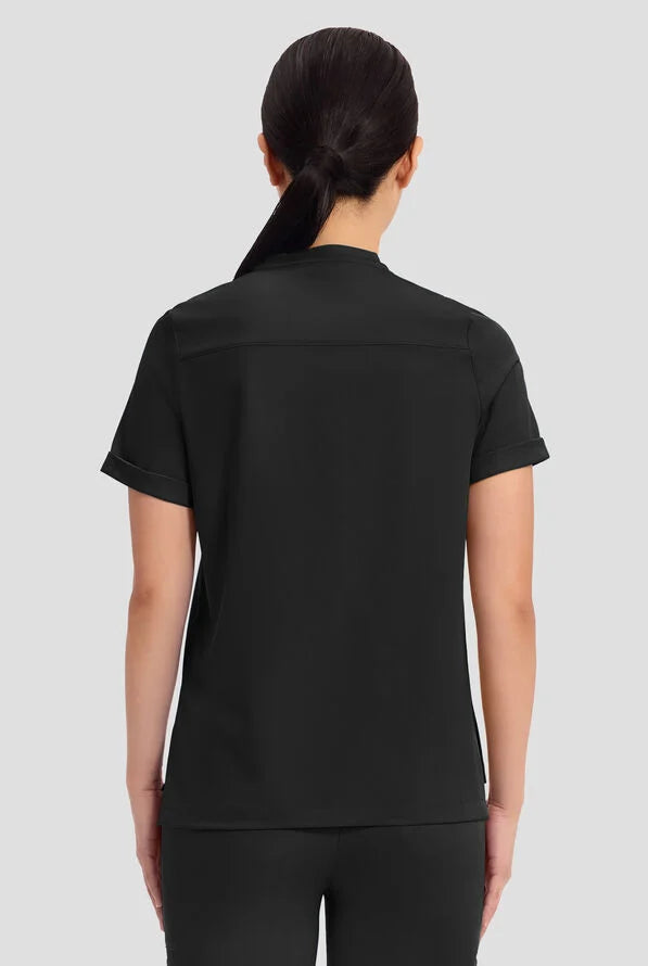 Women's Macy Mandarin Collar Top - Black