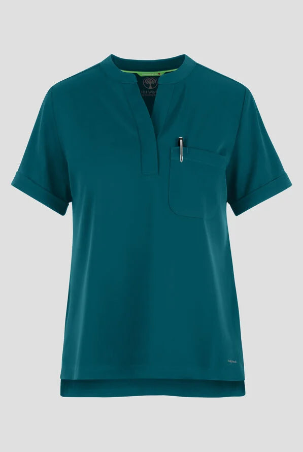 Women's Macy Mandarin Collar Top - Caribbean