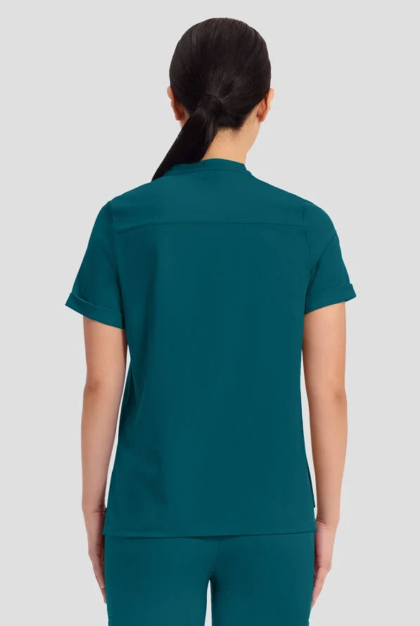 Women's Macy Mandarin Collar Top - Caribbean