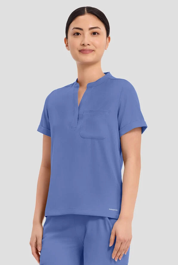 Women's Macy Mandarin Collar Top - Ciel