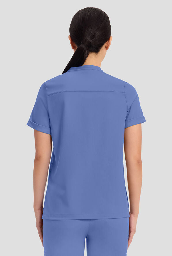 Women's Macy Mandarin Collar Top - Ciel