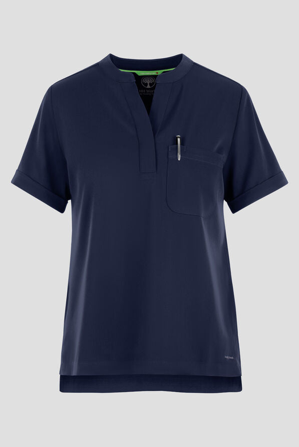 Women's Macy Mandarin Collar Top - Navy