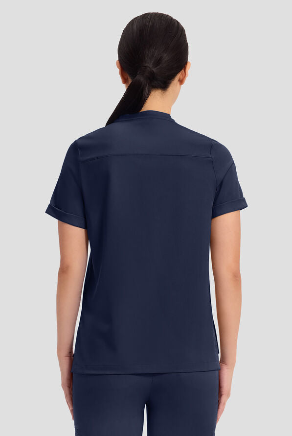 Women's Macy Mandarin Collar Top - Navy