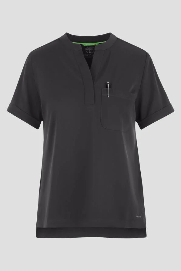 Women's Macy Mandarin Collar Top - Pewter