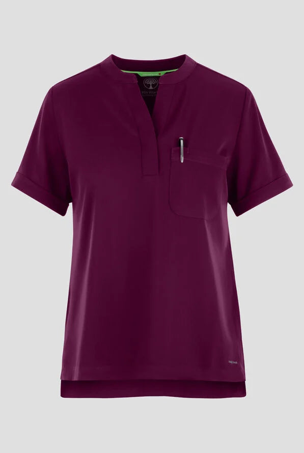 Women's Macy Mandarin Collar Top - Wine