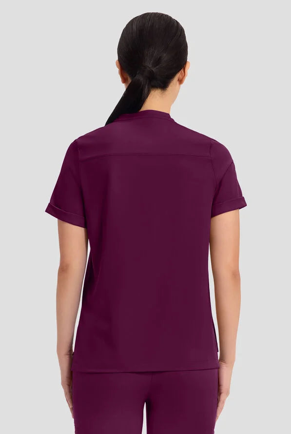 Women's Macy Mandarin Collar Top - Wine