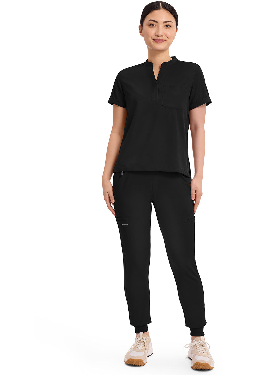 Women's Macy Mandarin Collar Top - Black