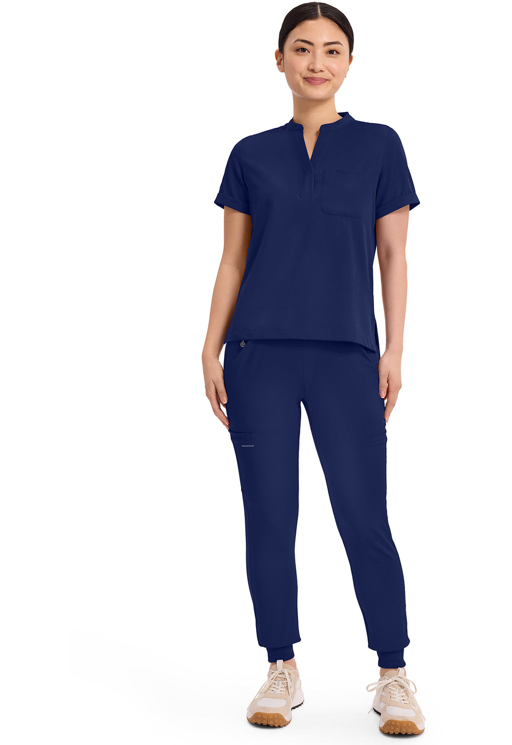 Women's Macy Mandarin Collar Top - Navy