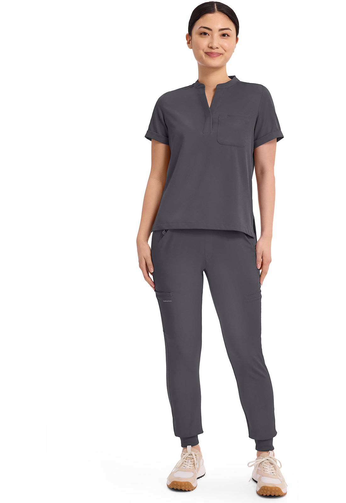 Women's Macy Mandarin Collar Top - Pewter