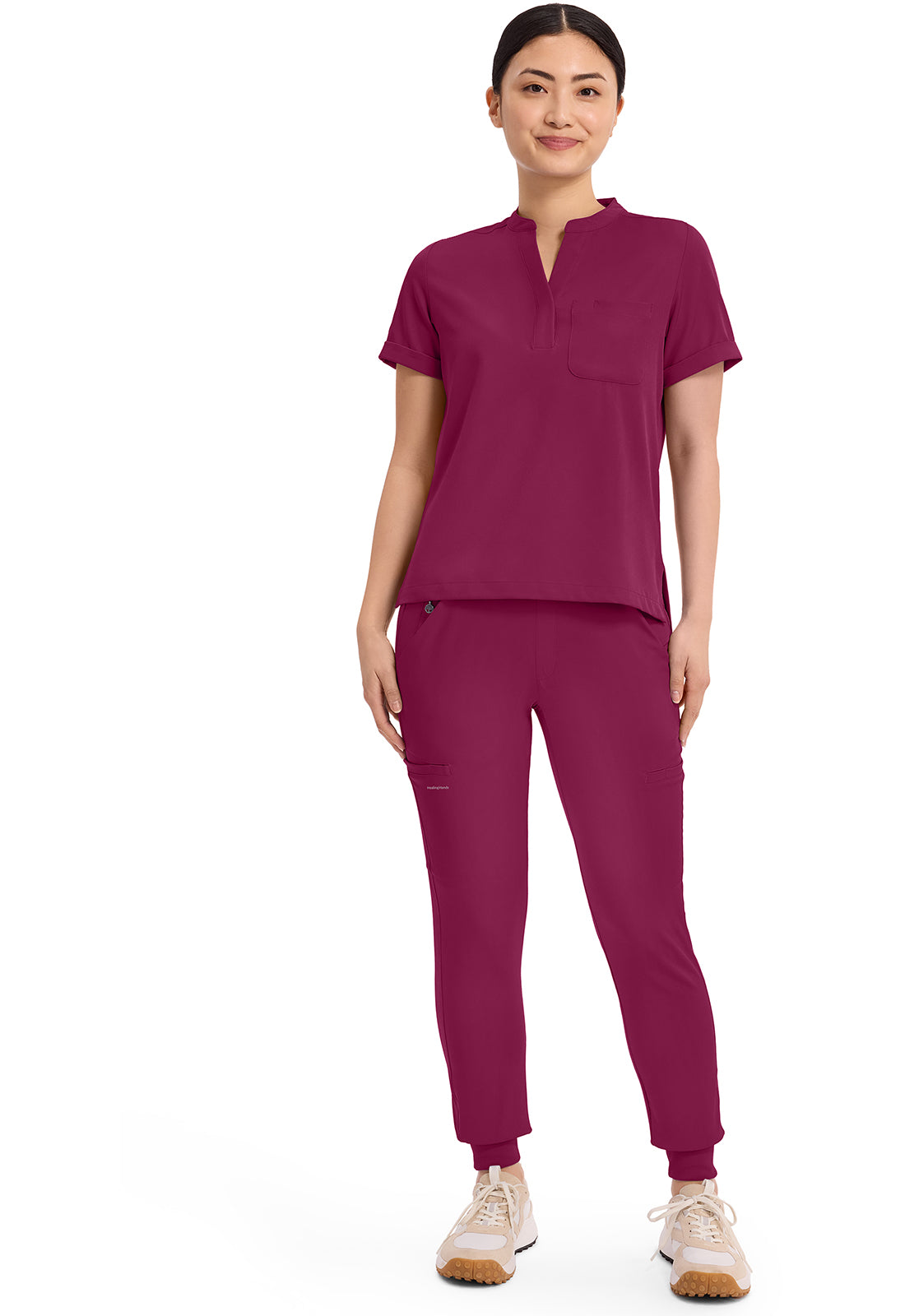 Women's Macy Mandarin Collar Top - Wine