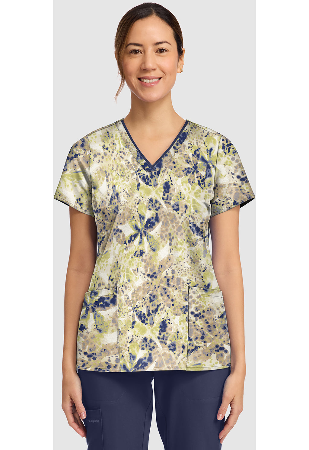 Women's Amanda Orchid Rain Print Scrub Top