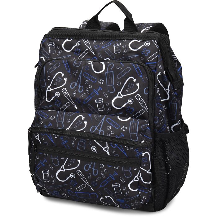 The Ultimate Nursing Backpack - Black Medical Pattern
