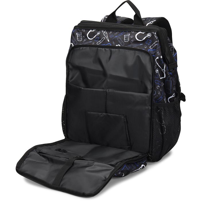 The Ultimate Nursing Backpack - Black Medical Pattern