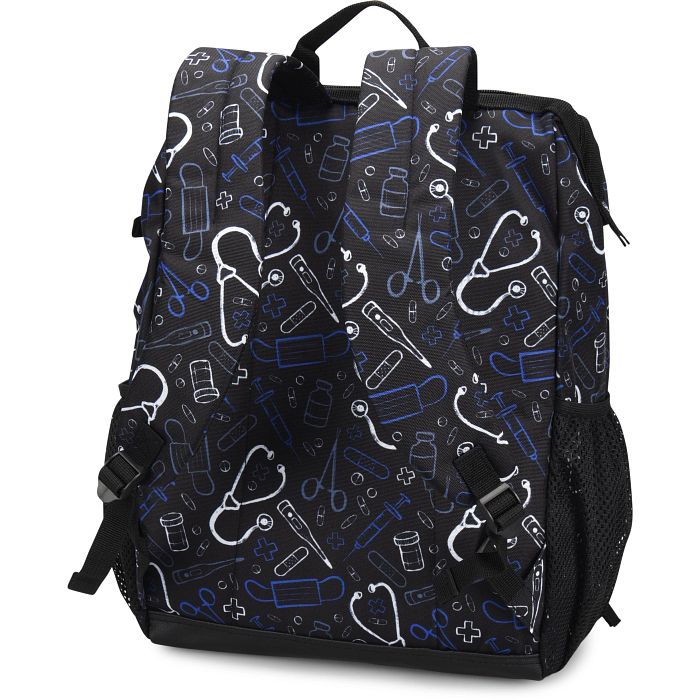 The Ultimate Nursing Backpack - Black Medical Pattern