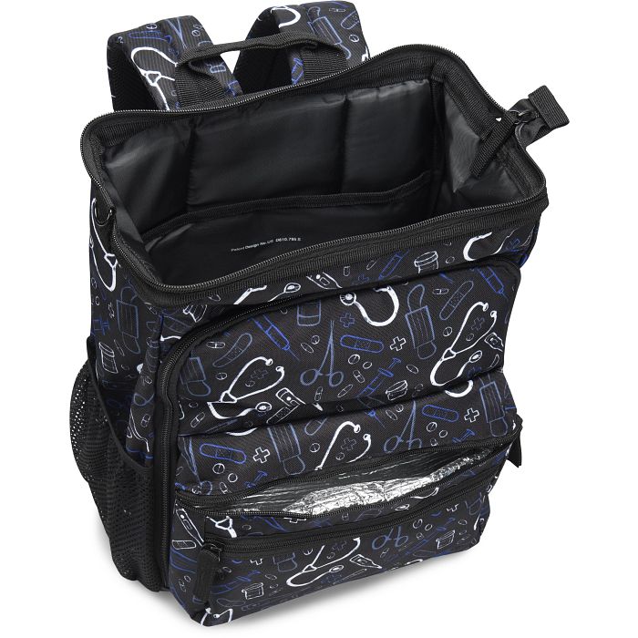 The Ultimate Nursing Backpack - Black Medical Pattern