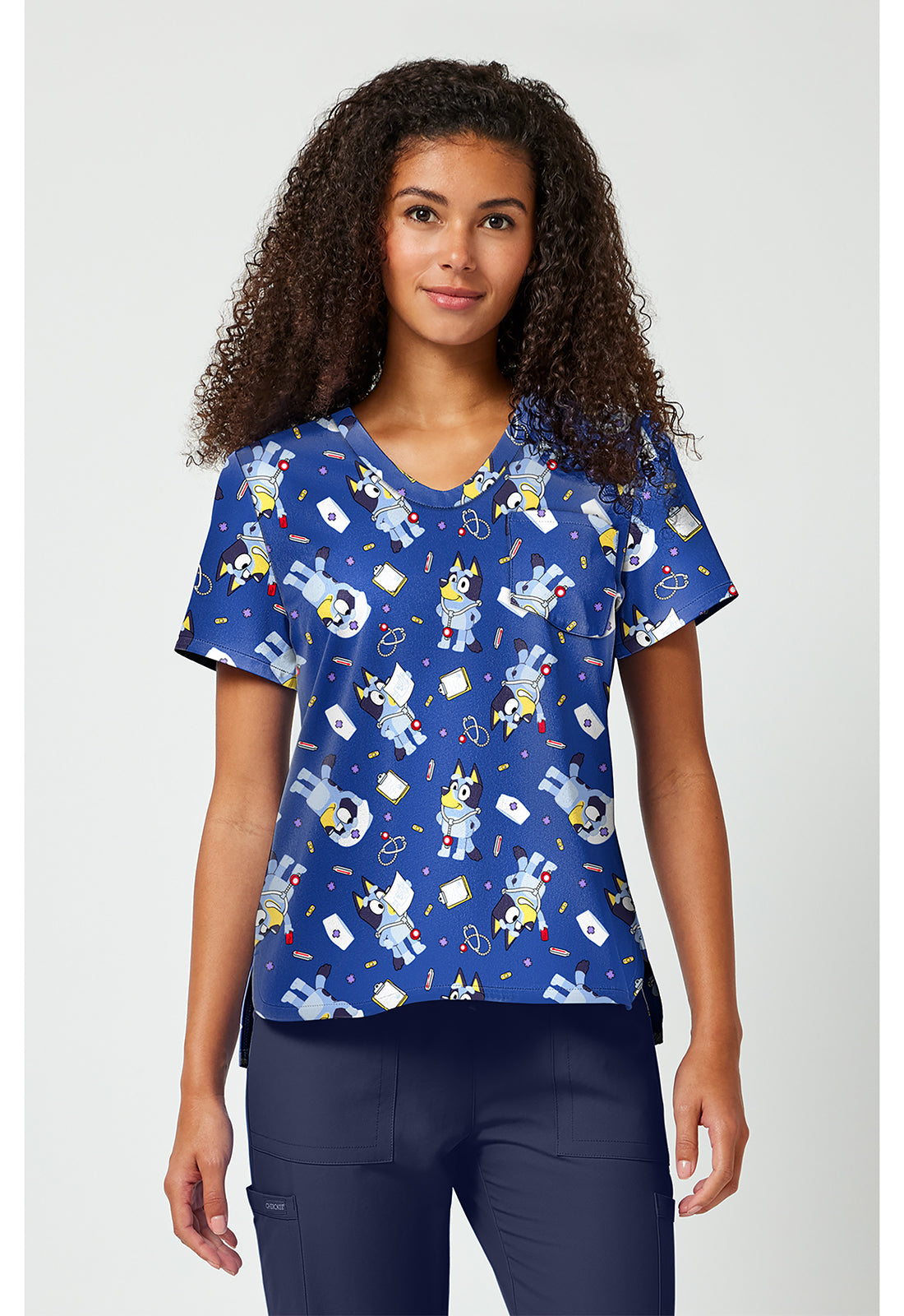 Women's Nurse Bluey Print Top