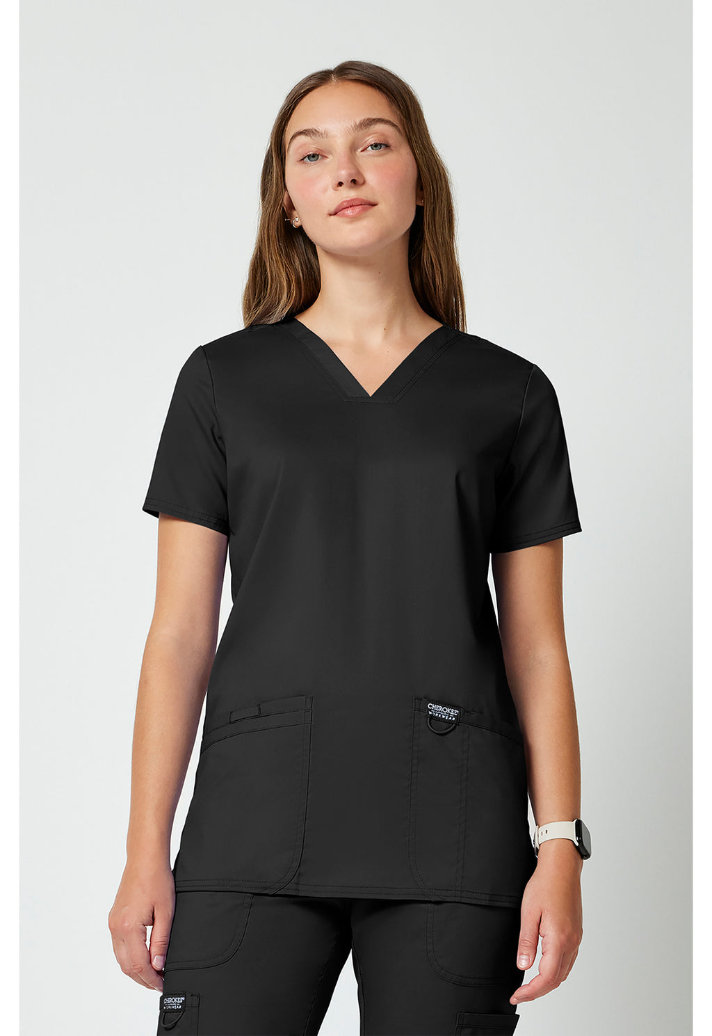 Women's 3-Pocket V-Neck Top - Black
