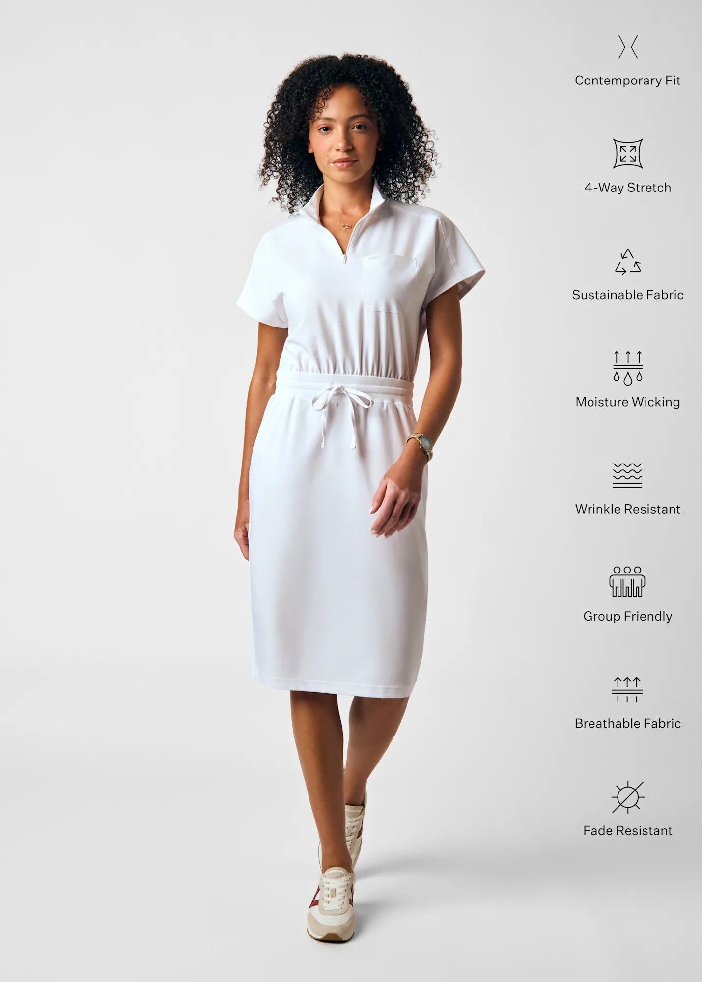 3-Pocket Zip Neck Dress