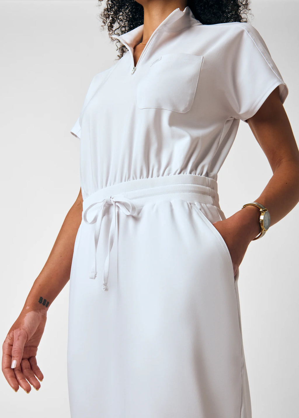 3-Pocket Zip Neck Dress
